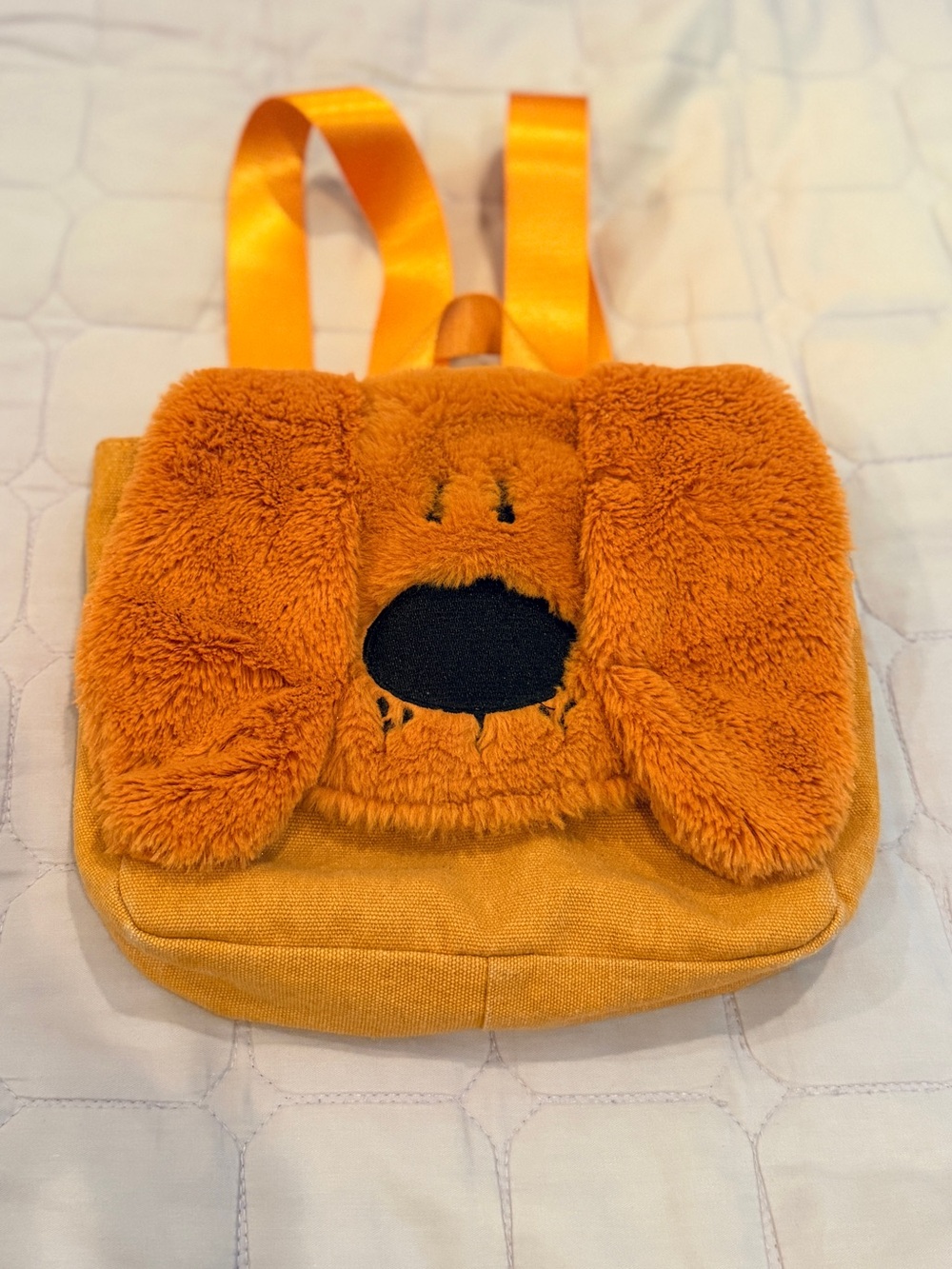 ZARA Kids Plush Orange Dog Backpack - Cute Soft Accessory